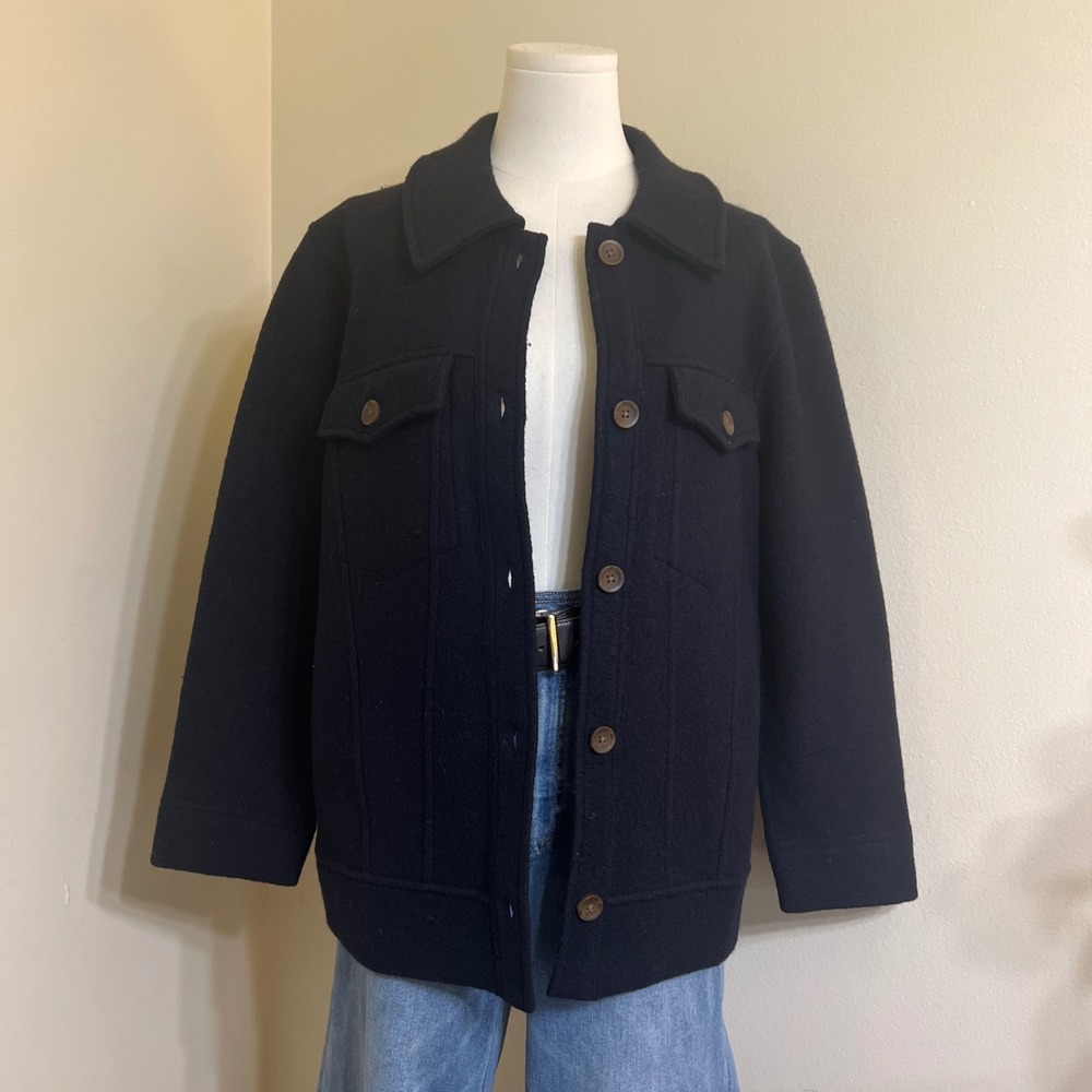 Madewell Navy Blue 100% Merino Wool Shirt Jacket Chore Coat Small